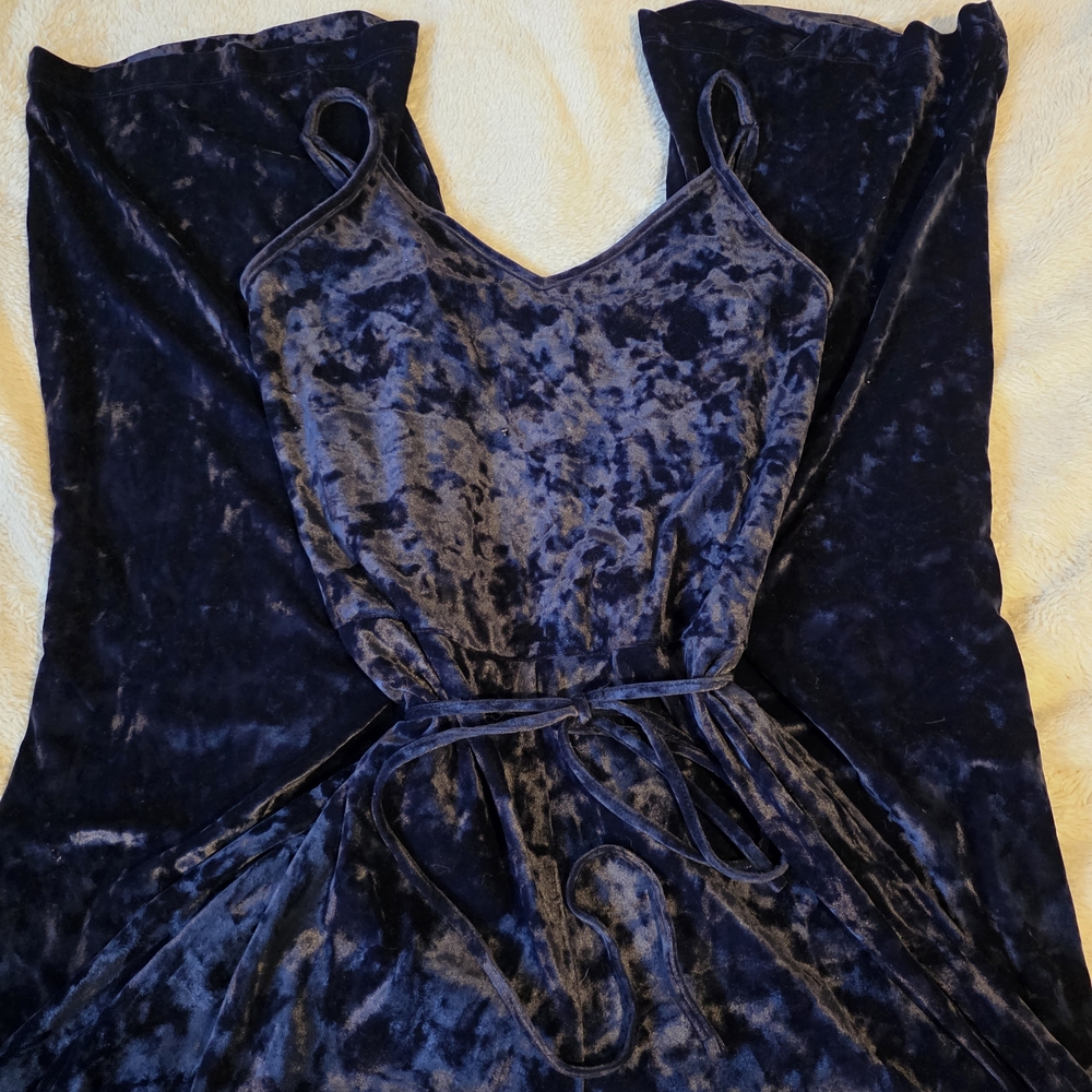 Aerie Velvet Jumpsuit in Deep Blue